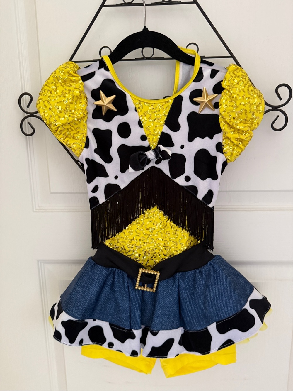 Weissman Yellow and Black Cow-Print Sheriff Dance Costume